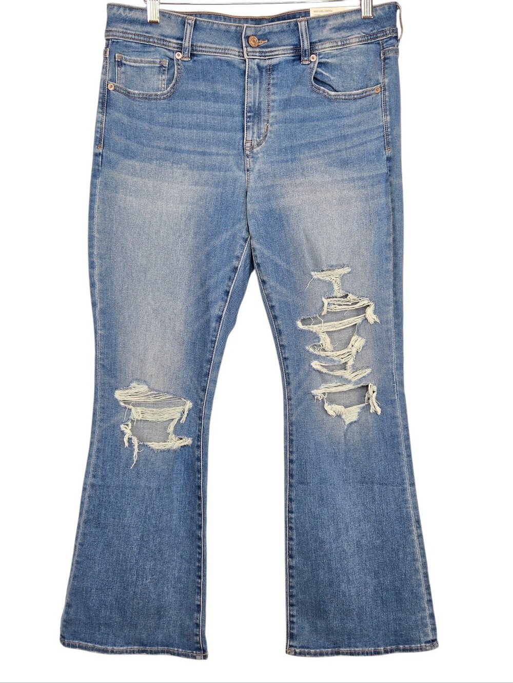 American Eagle 14 Short Next Level Stretch Kick Boot Jeans Distressed NWT *Flaw